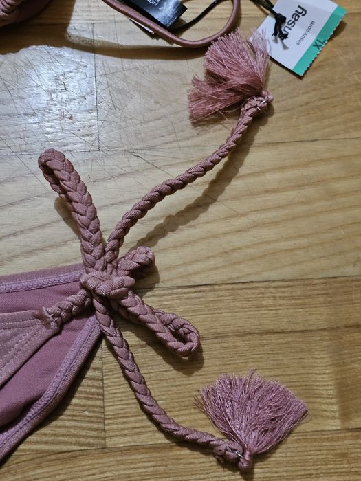 Strój bikini wiązane Sinsay róż XL