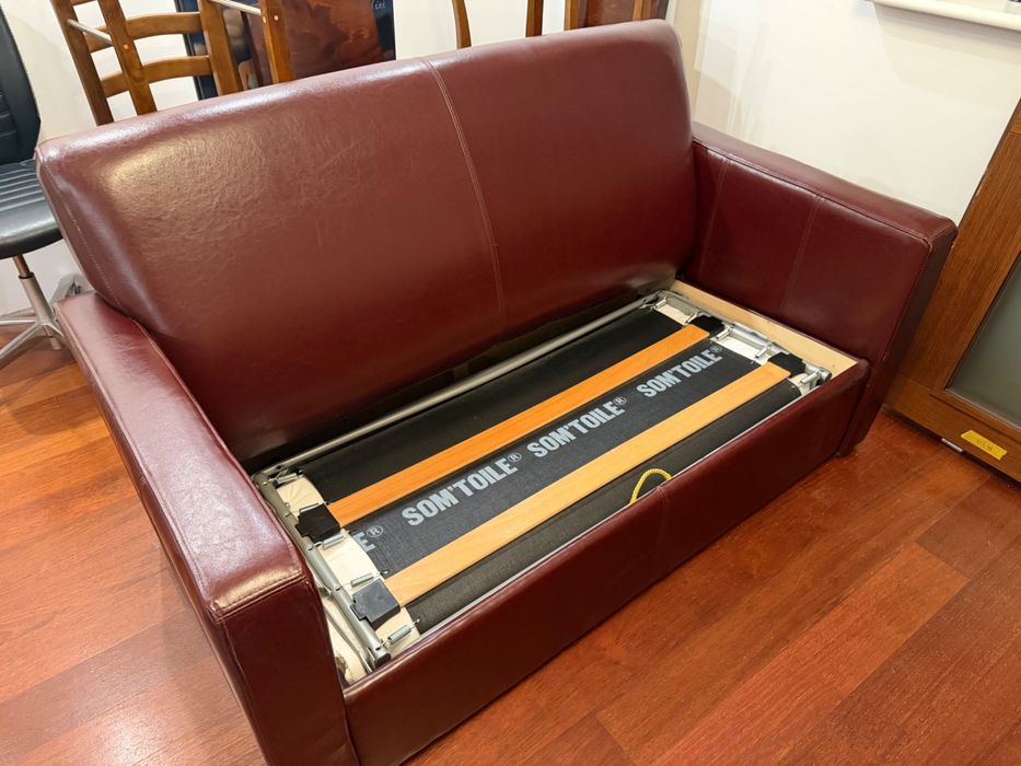 Sofa skórzana rozkładana z funkcją spania