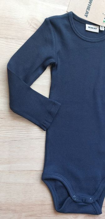 Nowe body granatowe roz 86 18M Wheat prążkowane dł rękaw