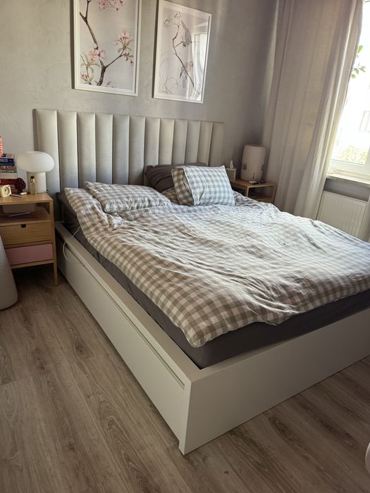Łóżko IKEA MALM 160x200 białe – 4 szuflady + stelaż