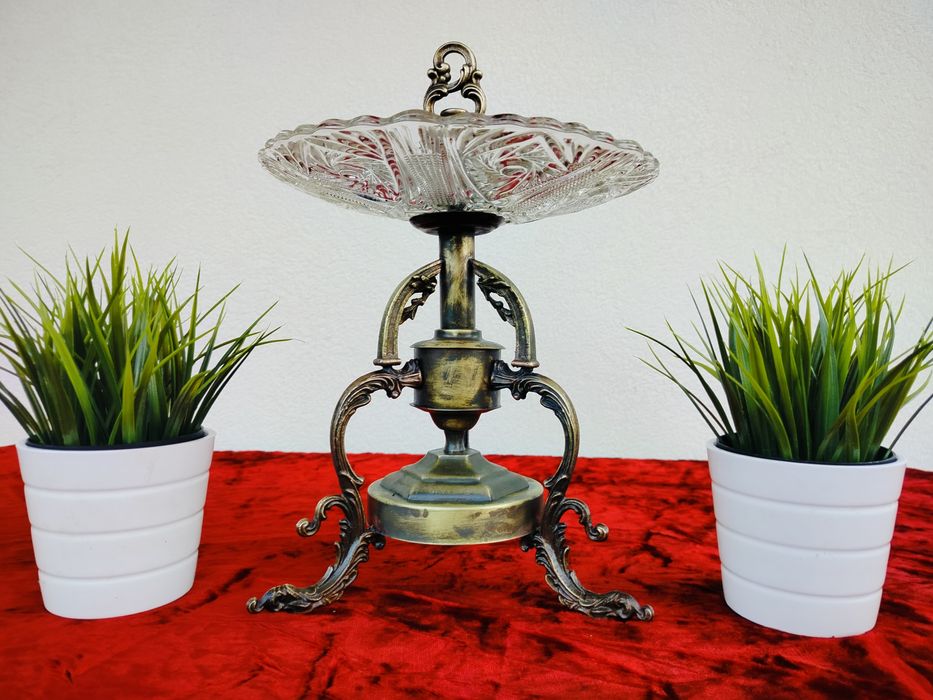 Stylowa mosiężna patera owocarka