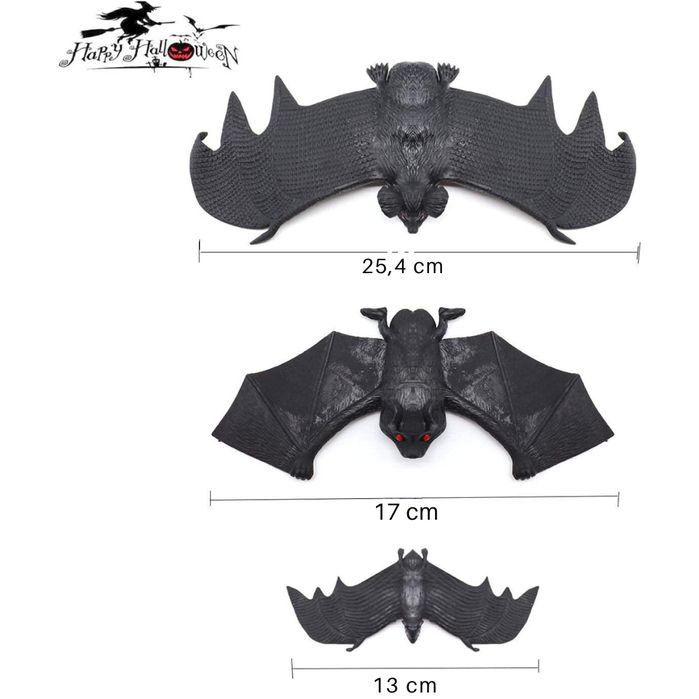 Zestaw dekoracyjnych gumowych nietoperzy 3D na Halloween, batmany x10