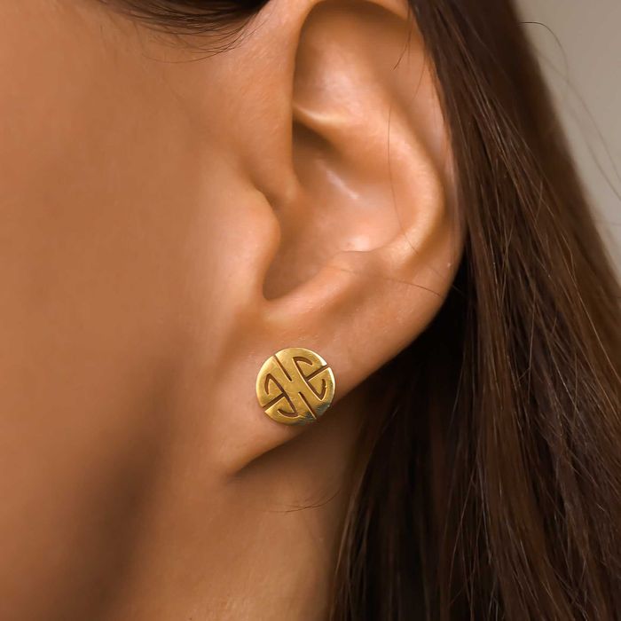 Kolczyki złote premium modny symbol ze stali chirurgicznej na prezent