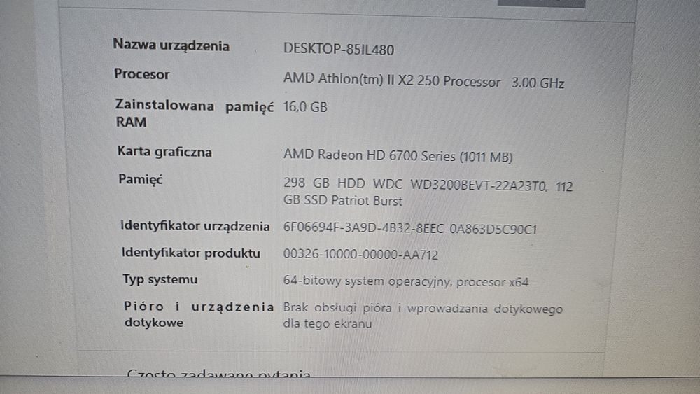 Komputer 16GB DDR3, SSD 120GB, AMD, RADEON, windows 10