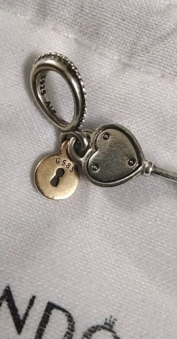 Pandora oryginalny charms zawieszka srebro+złoto S925ALEG585