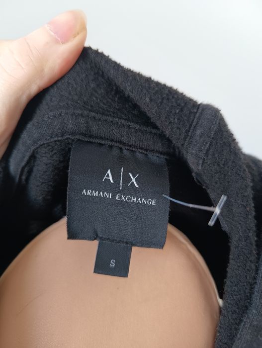 Czarna bluza S 36 Armani Exchange premium z kapturem logowana logo 3d
