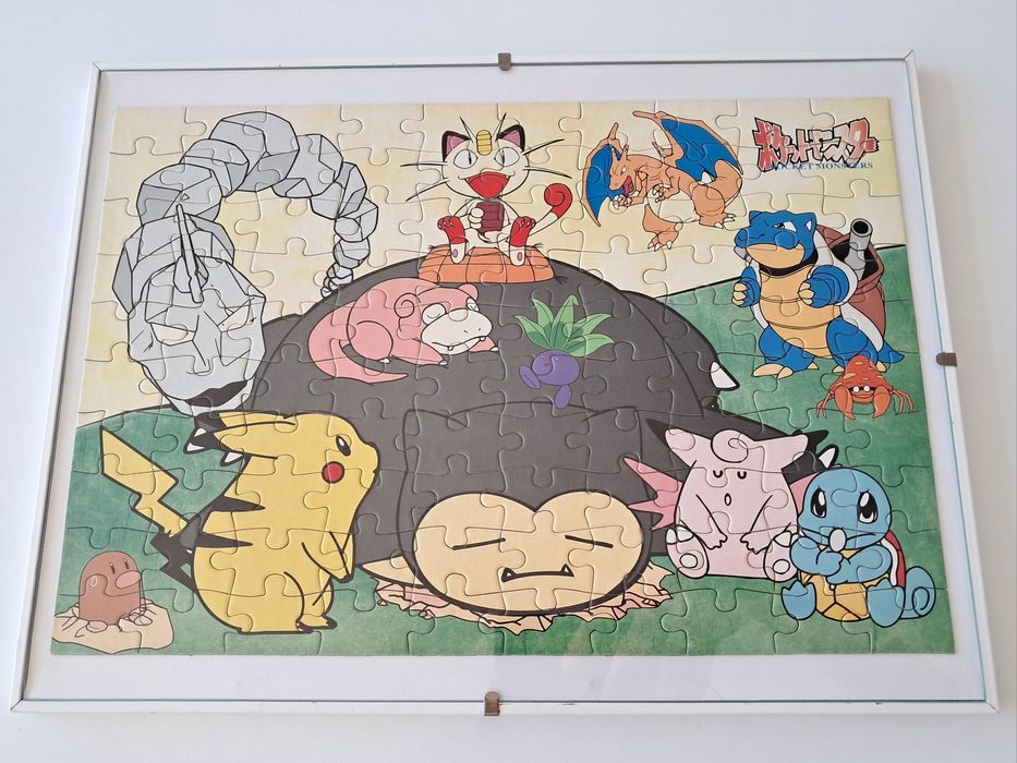 Quadro com Puzzle Vintage dos Pocket Monsters (Pokémon, Japão, 90s)