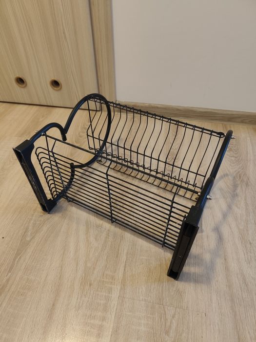 Suszarka do naczyń dwupoziomowa czarna 40x25x38 cm osuszacz ociekacz