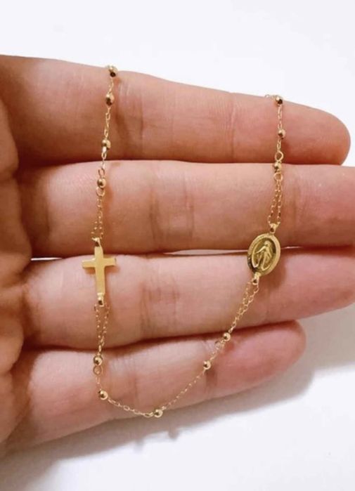 Pulseira Rosário de Ouro maciço 18kt