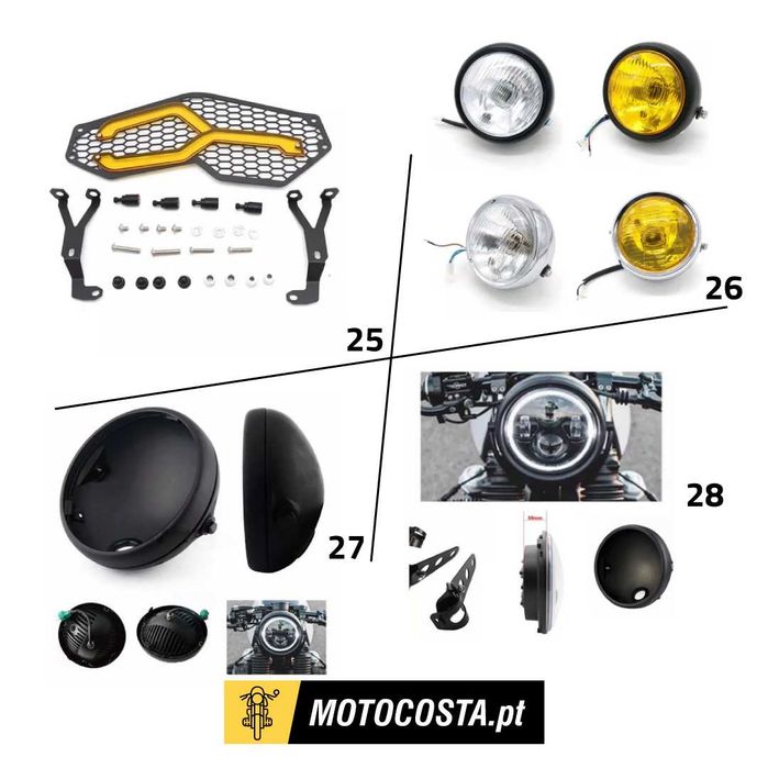 Faróis Frontais - 5.75" e 7" com Piscas e Halo - MOTOCOSTA