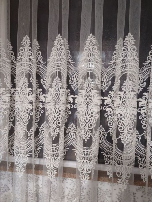 Тюль фатин с королевской вышевкой 5м, 5.5м, 8м, 11.5м, шифон в короны