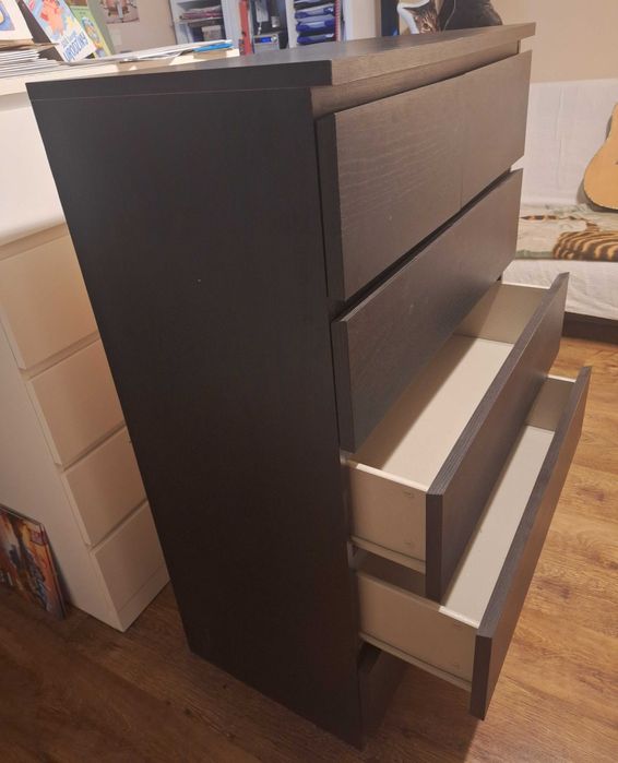 Komoda Malm czarna Ikea 6 szuflad, stan bardzo dobry
