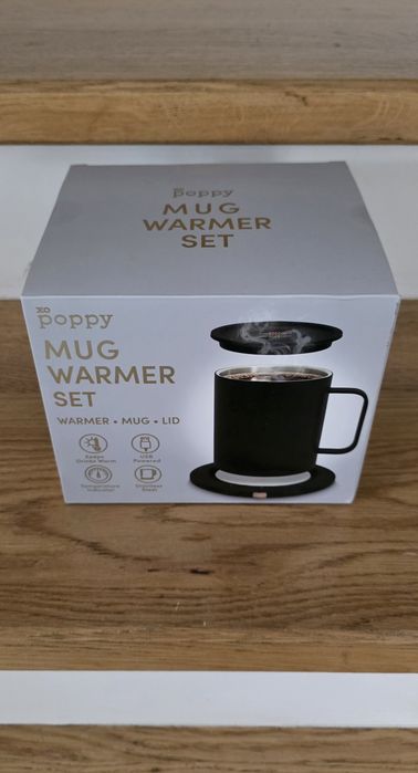 xo Poppy,Mug Warmer Set,kubek ze stali nierdzewnej z podgrzewaczem