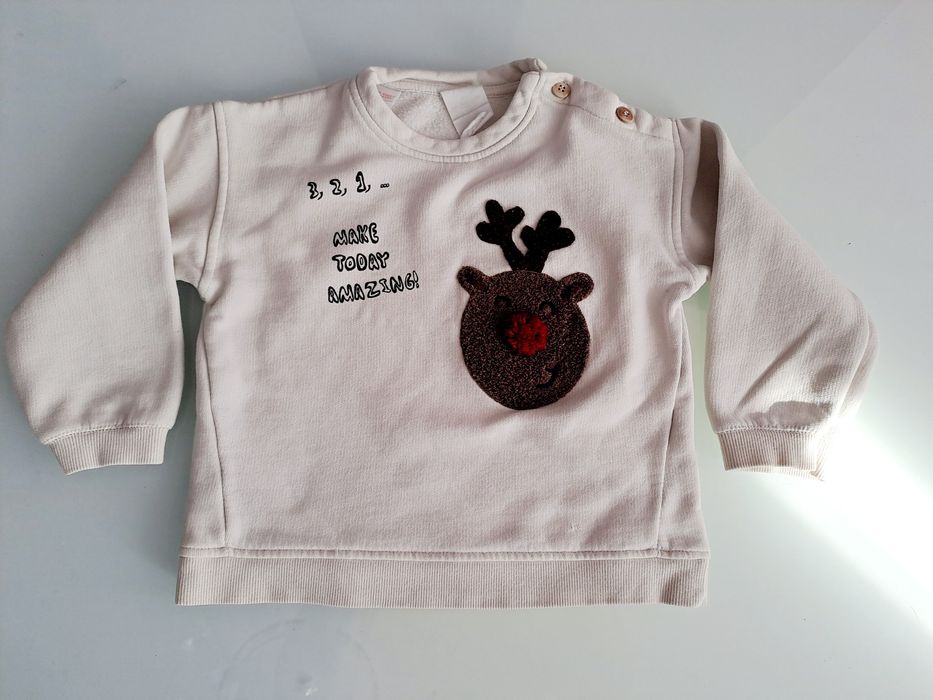 Bluza Zara r 98 24-36 m-ce 100% bawełna Rudolf Renifer Święta Mikołaj