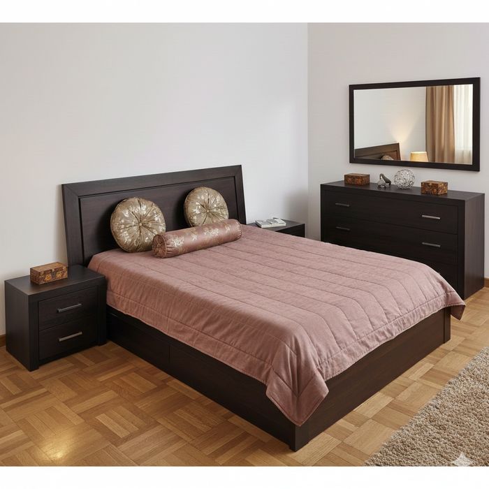 Mobília de Quarto Completa (Wengué) – Design Moderno