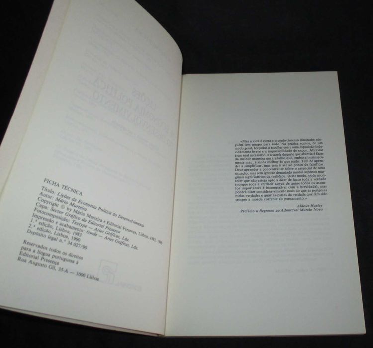 Livro Lições de Economia Política do Desenvolvimento Mário Murteira