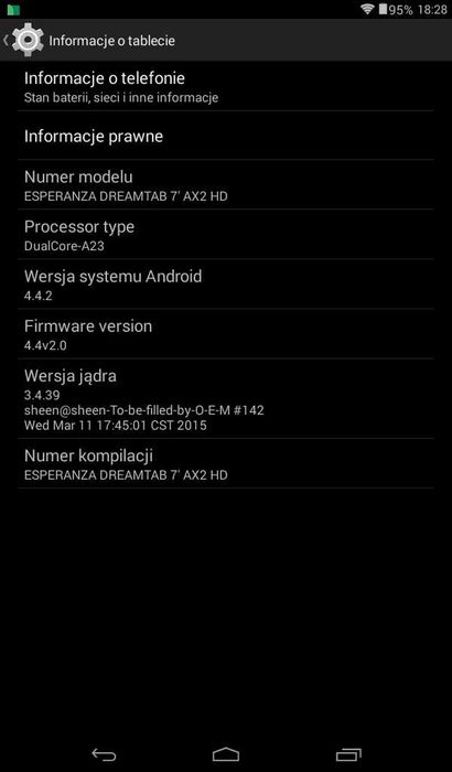 Tablet Esperanza Dream Tab 7" AX2 HD Android 4.4.2 100% sprawny