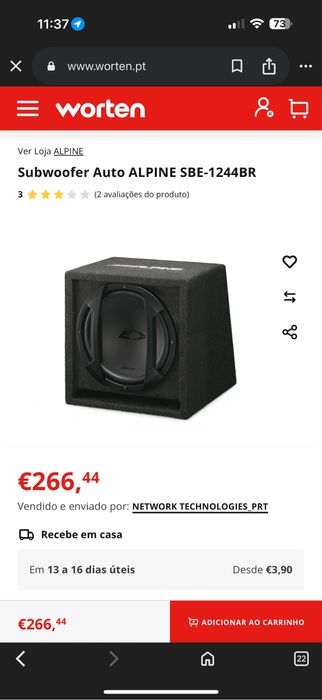 Subwoofer Alpine + Amplificador Crunch – Conjunto