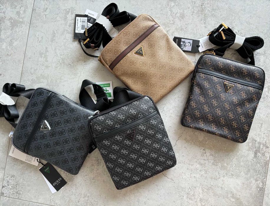Чоловіча сумка guess оригінал фірмова гесс сіра коричнева беж чорна