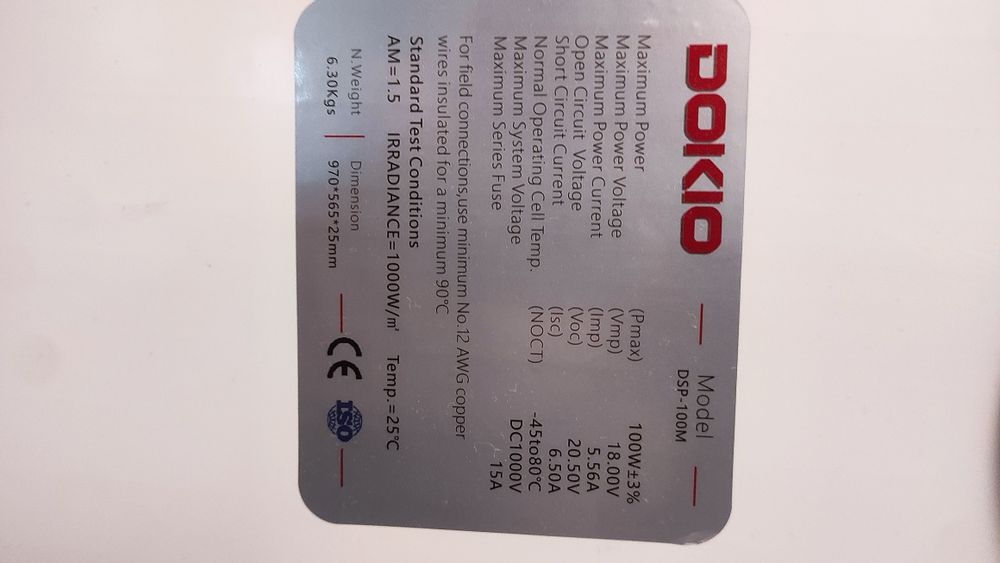 4шт Сонячна панель балконна Dokio DSP-100M солнечная батарея 100 ватт