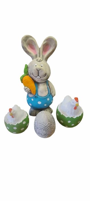 Figurka gipsowa odlew królika króliczek wielkanocny pisanka kura jajko