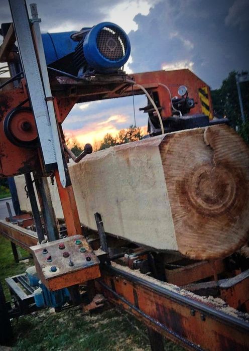 Tartak, trak mobilny objazdowy cięcie drewna u klienta