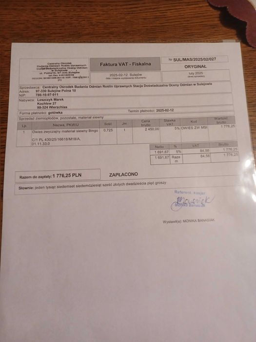 Sprzedam owies RAMBO BINGO po centrali możliwy transport