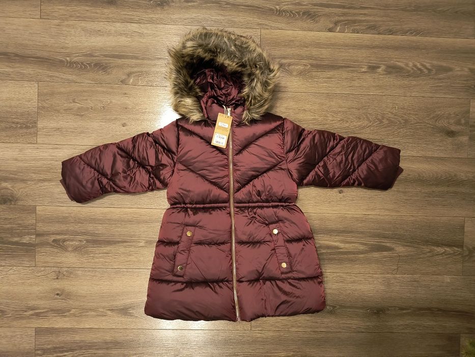 NOWA ciepła zimowa kurtka NEXT bordowa rozm. 122