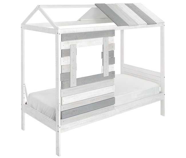 Cama Cabana Dupla 90x190cm branco e cinza + 1 colchão