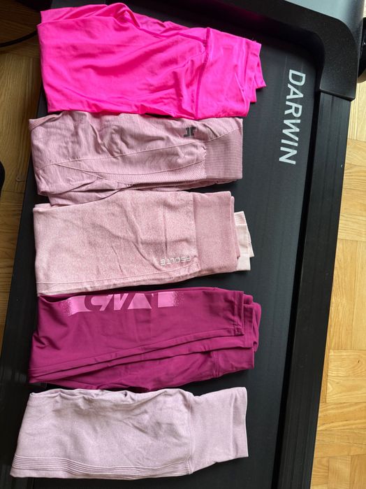 Różowe damskie sportowe legginsy fitness S NOWE