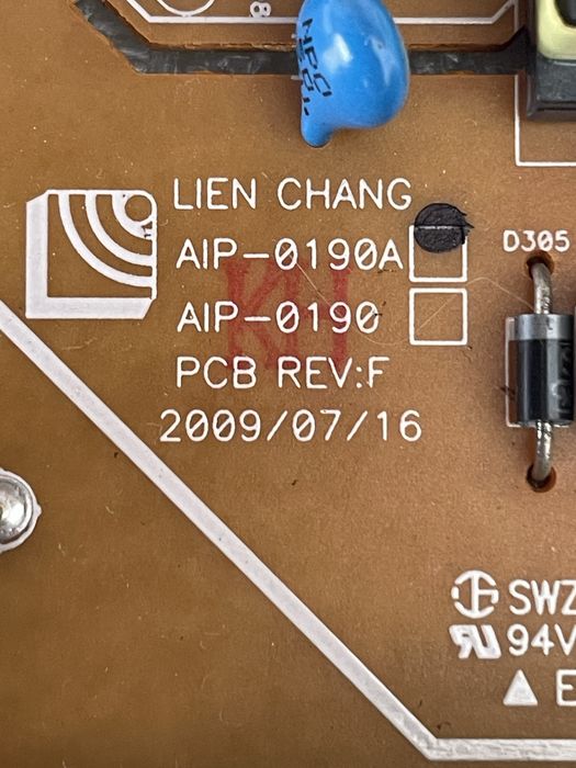 Placa para tv, fonte alimentação AIP-0190A