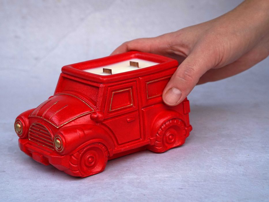 Ароматична соєва свічка кашпо "Новорічна машина" 170мл.