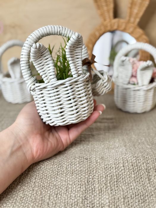 Дитячий кошик, кошик з вушками, великодній кошик, маленький кошик