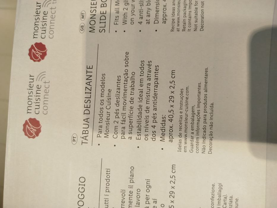 Tábua deslizante para Monsieur Cuisine