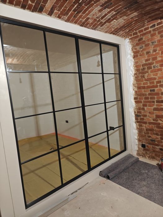 Ścianka loft metal szkło
