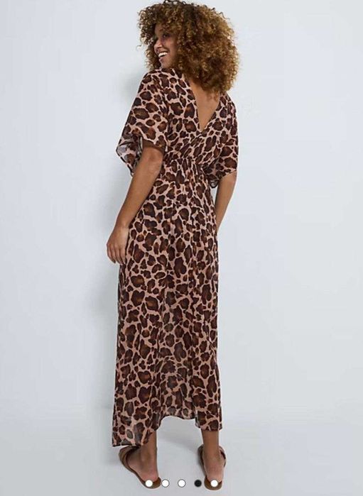 Пляжное, натуральное, длинное платье макси в леопардовый принт george
