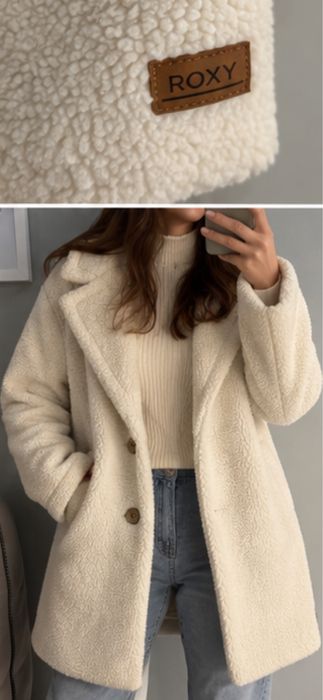Жіноче пальто Roxy teddy / шерпа, молочне, M/L