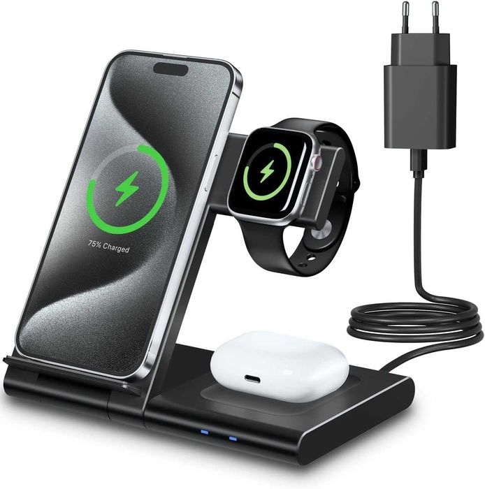 Mocna Ładowarka Bezprzewodowa Indukcyjna Iphone Apple Airpods 18w 3w1