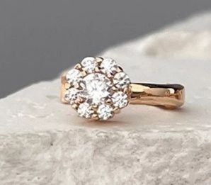 Серьга, сережка детская 585 проба золото и фианиты 9шт. Золотой век.