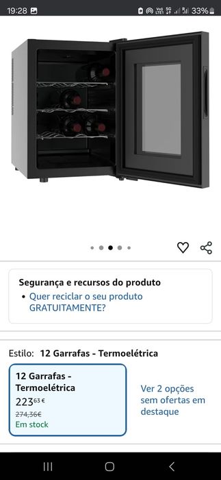 Vinoteca / Garrafeira termoelétrica para 12 garrafas