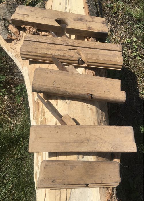 Stary, bardzo duży drewniany strug, hebel ręczny, stolarka vintage nr8