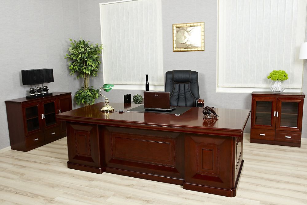 Eleganckie duże biurko gabinetowe fornir 240cm. % ceny! Outlet