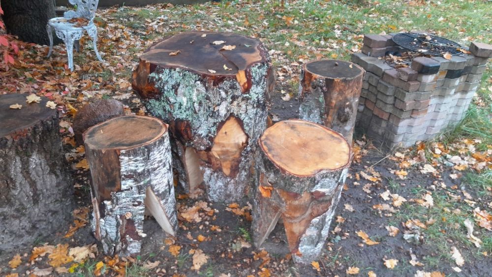 Stół ogrodowy z pieńków