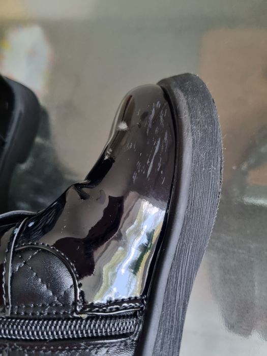 Сапожки демі чобітки осінь-весна чорні лакові стьобані з бантиком