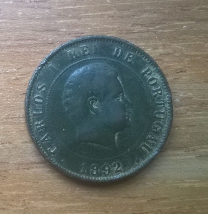 Moeda Antiga - 1892 - 20 Reis - Carlos I