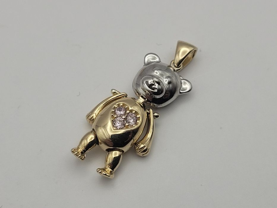 Nowa Złota zawieszka złoto próby 585, miś bear serce ocechowana