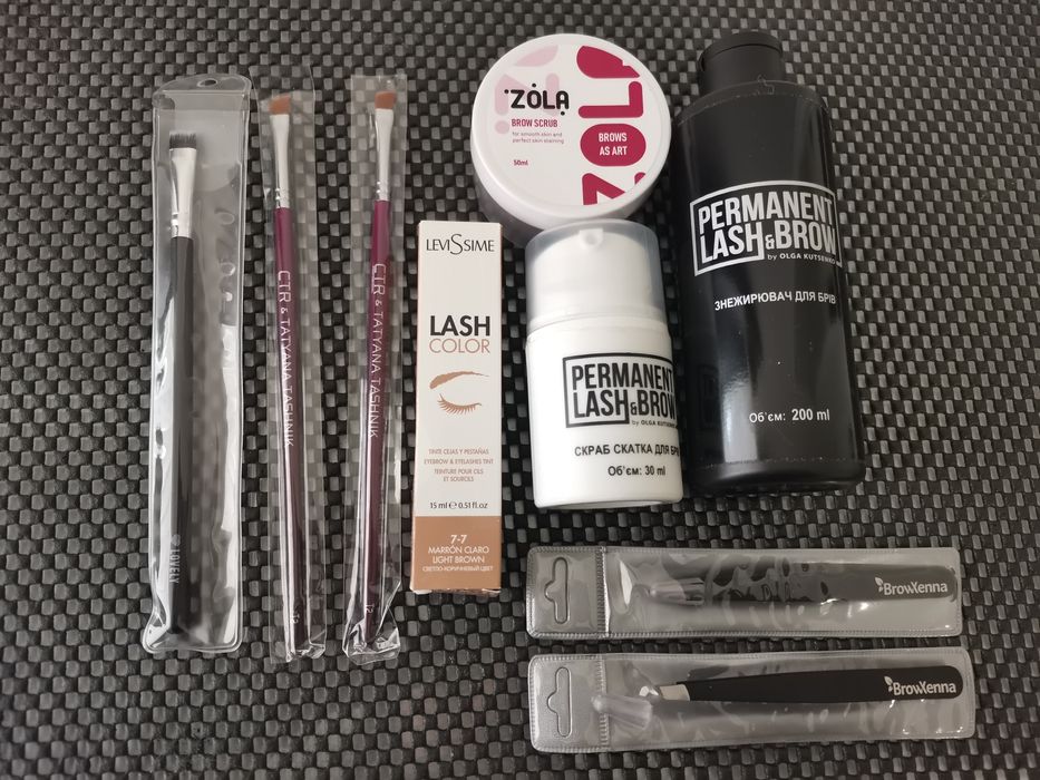 Набор бровист краска пинцет скраб кисточка zola