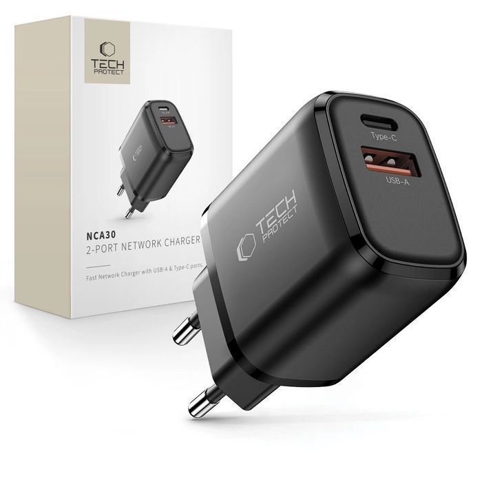 Ładowarka sieciowa Tech-Protect NCA30 PD 30W / QC3.0 USB-A / USB-C-