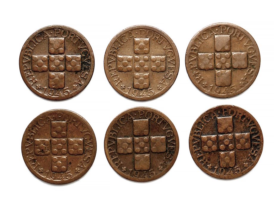 Lote de 6 Moedas 20 Centavos 1945