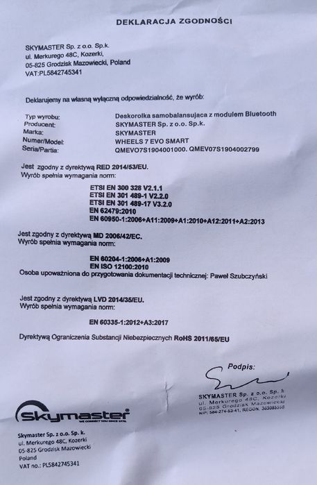 Skymaster hoverboard deska elektryczna